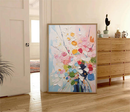 Vibrant Floral Abstract Oil Painting for Modern Home Decor