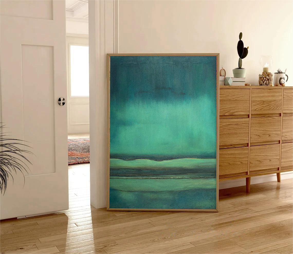 Serene Minimalist Oil Painting – Tranquil Abstract Canvas Art for Modern Decor