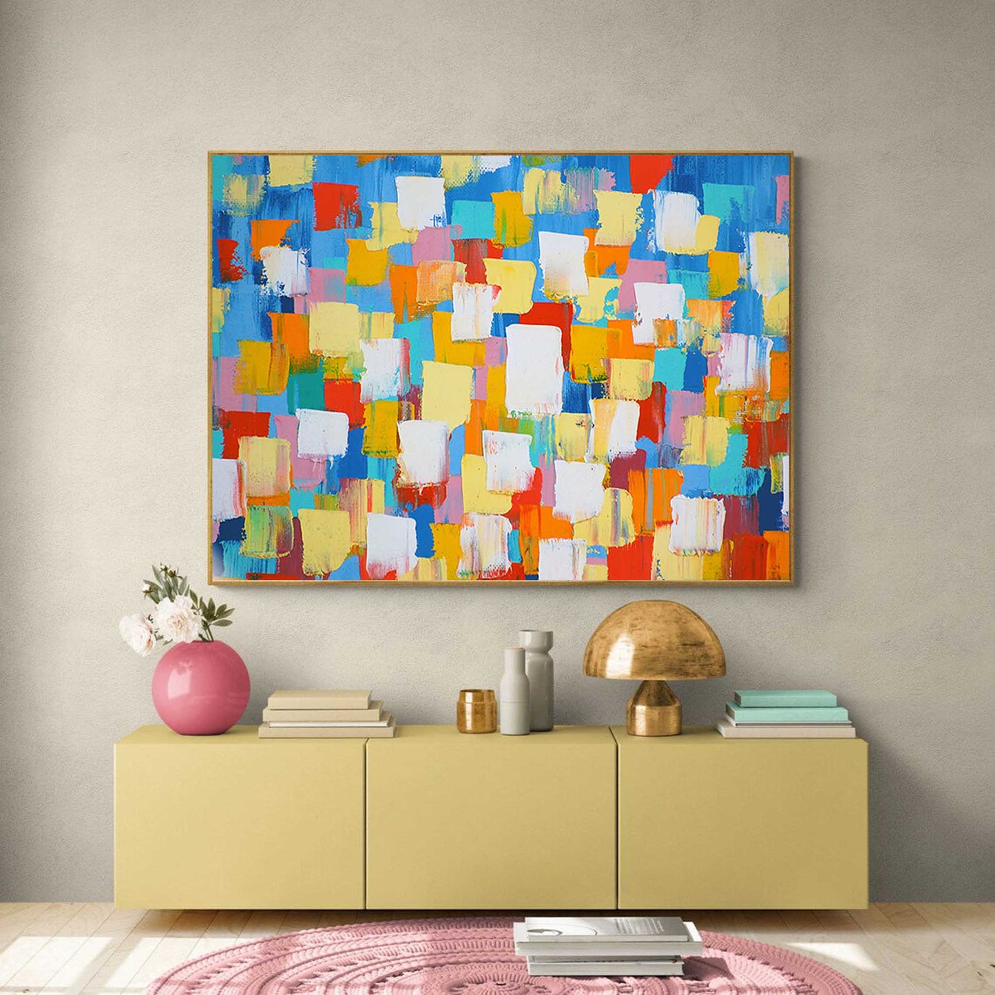 Vibrant Abstract Oil Painting on Canvas – Colorful Modern Wall Art Decor