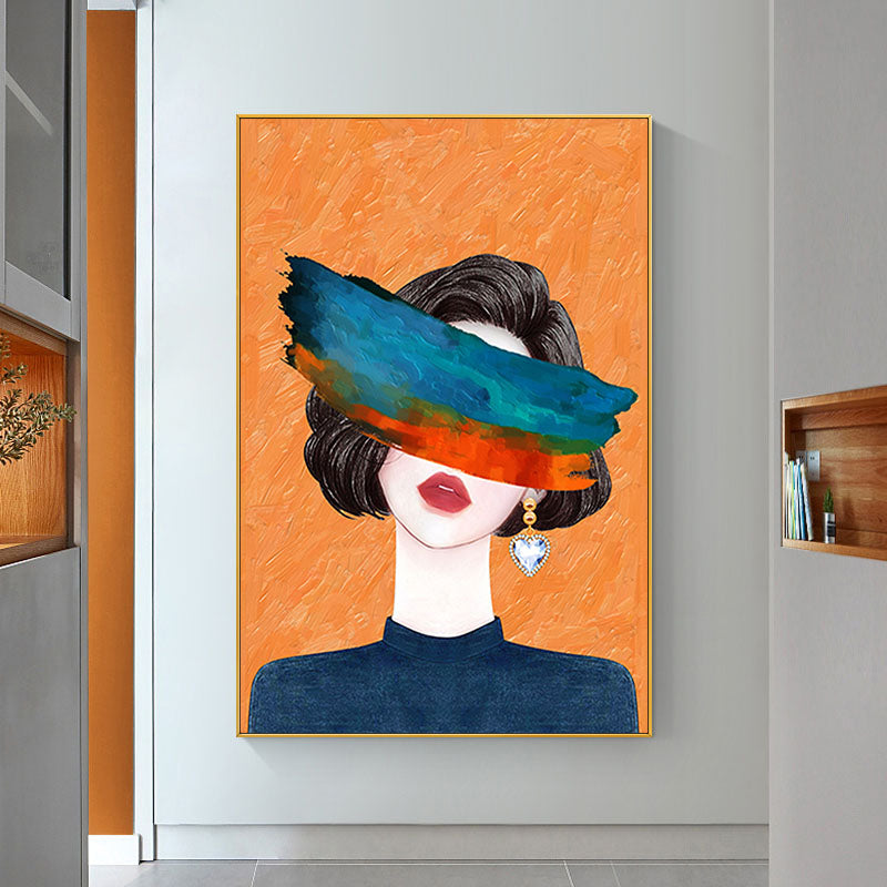 Abstract Elegance: Contemporary Oil Painting of a Mysterious Woman