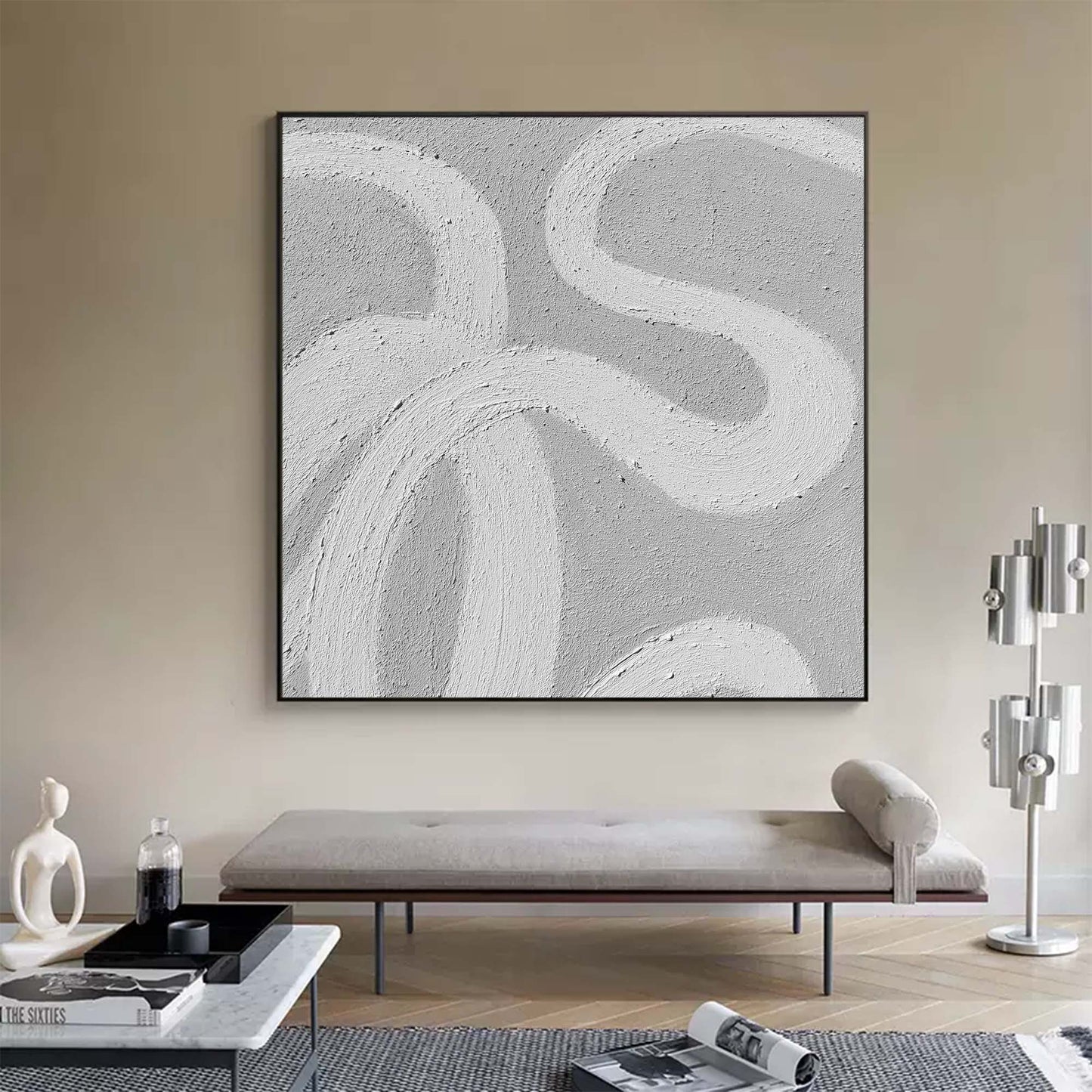 Elegant Minimalist Line Art Oil Painting for Modern Home Decor