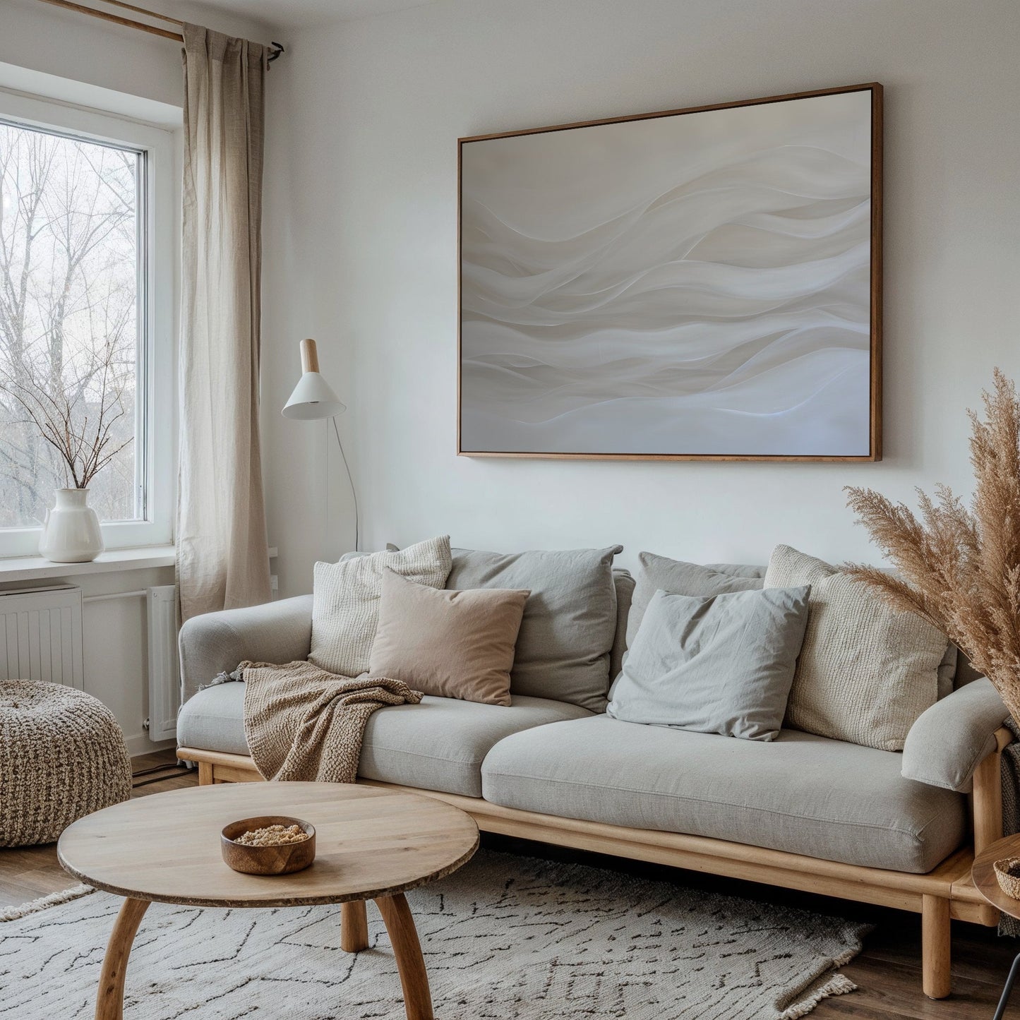 Serene Sandy Waves Abstract Oil Painting for Modern Home Decor
