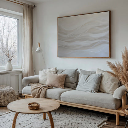 Serene Sandy Waves Abstract Oil Painting for Modern Home Decor