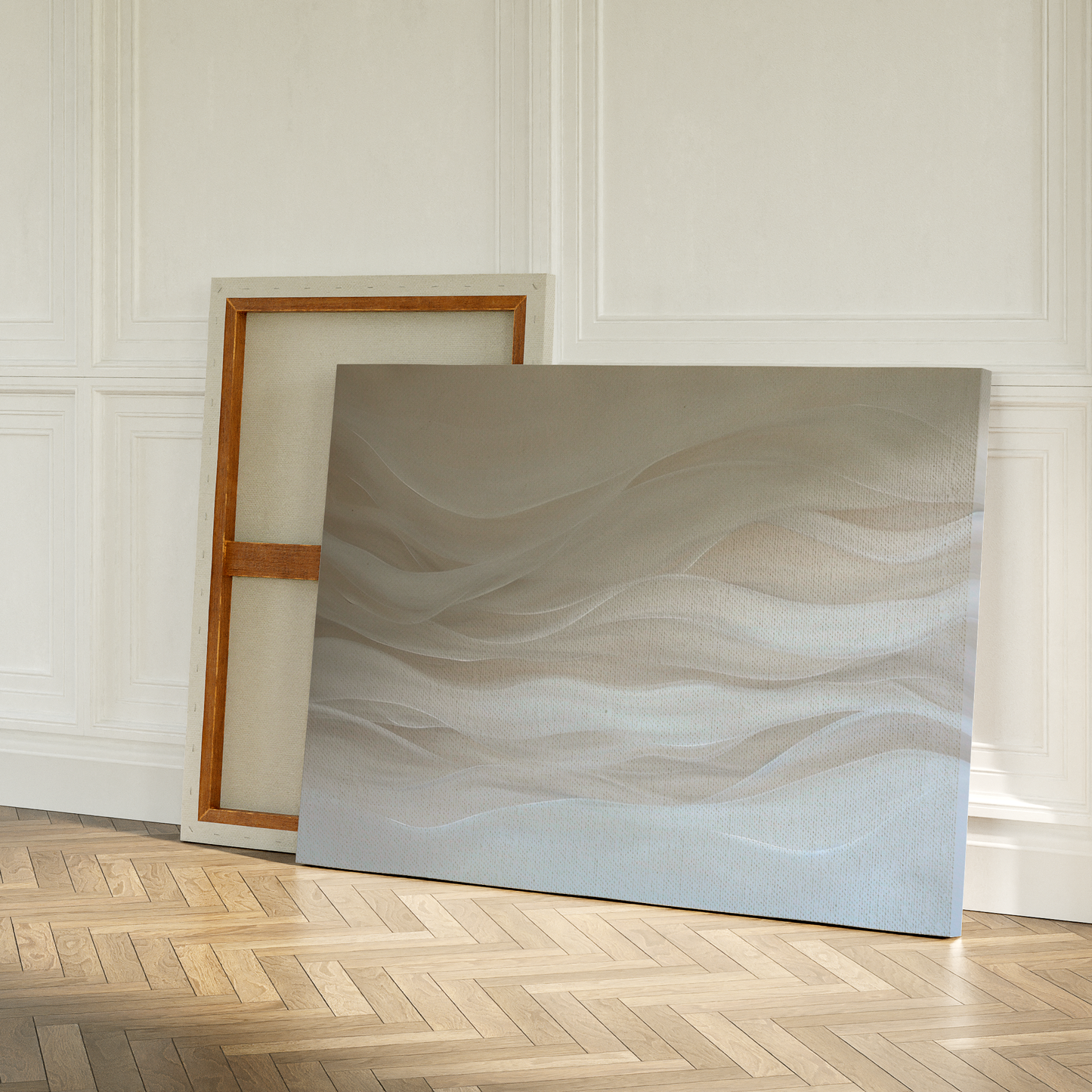 Serene Sandy Waves Abstract Oil Painting for Modern Home Decor