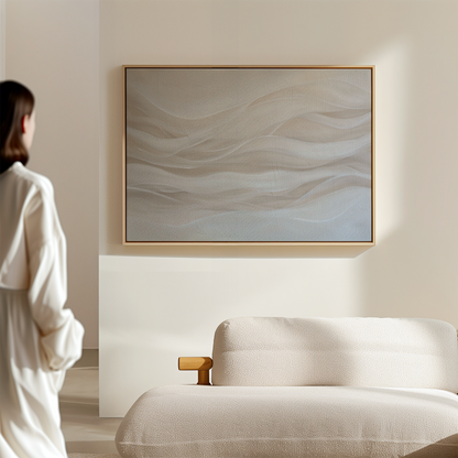 Serene Sandy Waves Abstract Oil Painting for Modern Home Decor