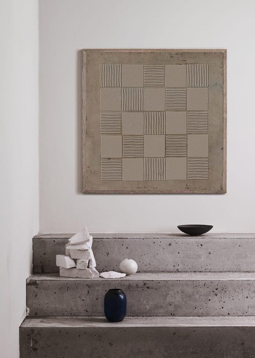 Elegant Wabi-Sabi Minimalist Oil Painting for Modern Home Decor