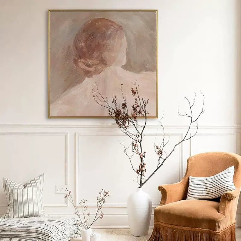 Elegant Minimalist Oil Painting of a Woman's Silhouette