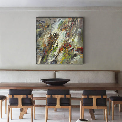 Vibrant Abstract Oil Painting with Dynamic Textures and Bold Colors for Modern Decor