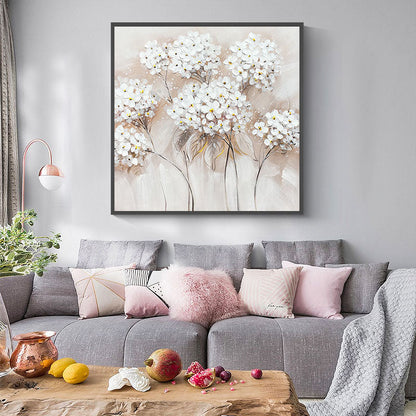 Elegant White Floral Oil Painting for Weddings and Home Décor