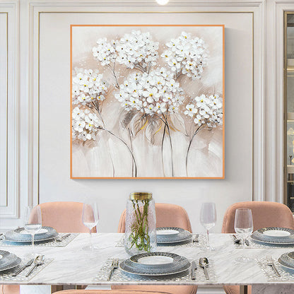 Elegant White Floral Oil Painting for Weddings and Home Décor