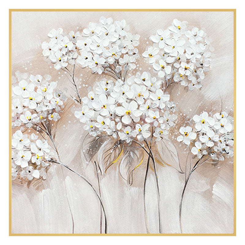 Elegant White Floral Oil Painting for Weddings and Home Décor