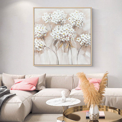 Elegant White Floral Oil Painting for Weddings and Home Décor
