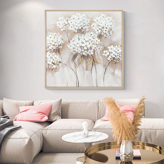 Elegant White Floral Oil Painting for Weddings and Home Décor