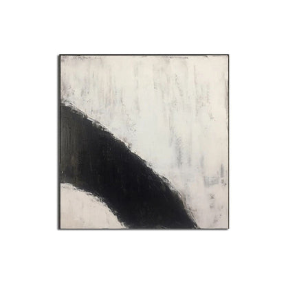 Abstract Black and White Oil Painting of a Serene Pathway Landscape