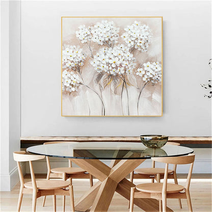 Elegant White Floral Oil Painting for Weddings and Home Décor
