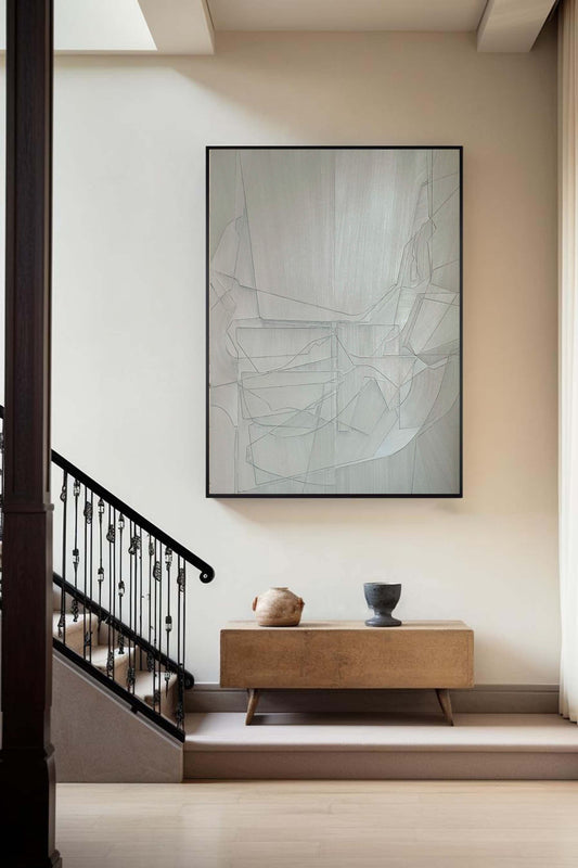 Contemporary Grey Abstract Oil Painting for Modern Home Decor