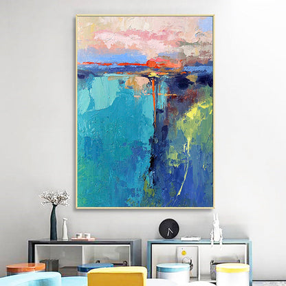 Vibrant Coastal Sunset Oil Painting for Modern Home Decor