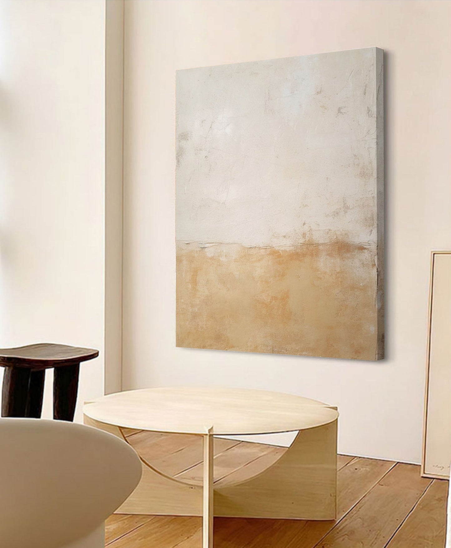 Abstract Minimalist Neutral Tones Oil Painting for Modern Home Decor