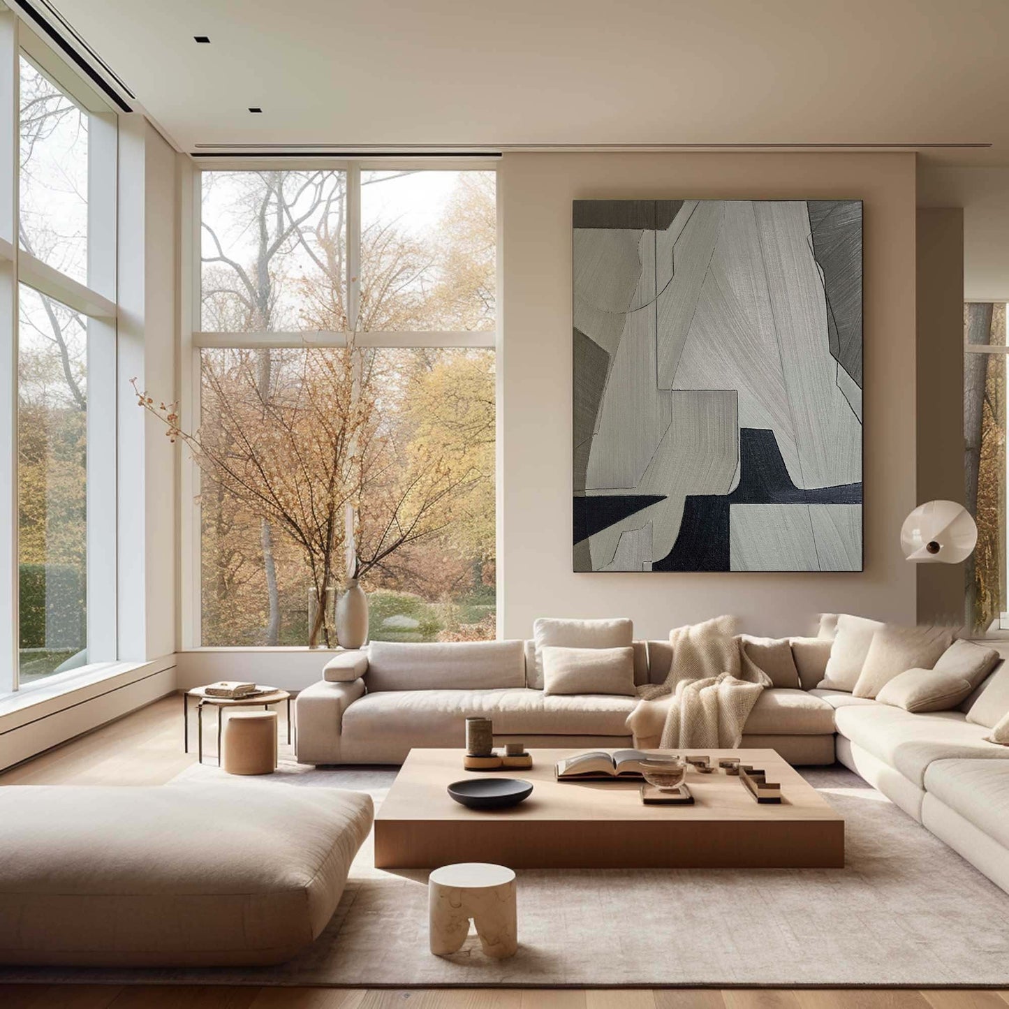 Elegant Grey Abstract Oil Painting for Modern Minimalist Home Decor