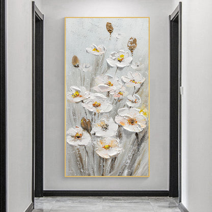 Elegant White Daffodil Oil Painting for Modern Home Decor – Floral Wall Art