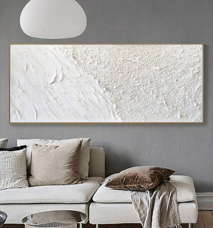 Serene Coastal Waves and Textured Sand - Elegant Oil Painting for Home Décor
