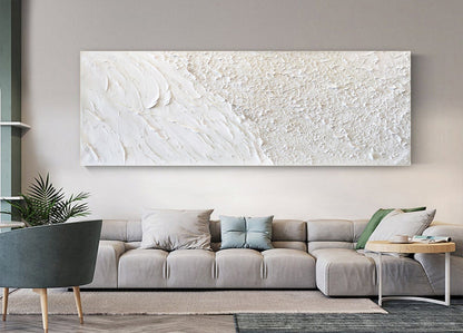 Serene Coastal Waves and Textured Sand - Elegant Oil Painting for Home Décor