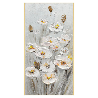 Elegant White Daffodil Oil Painting for Modern Home Decor – Floral Wall Art