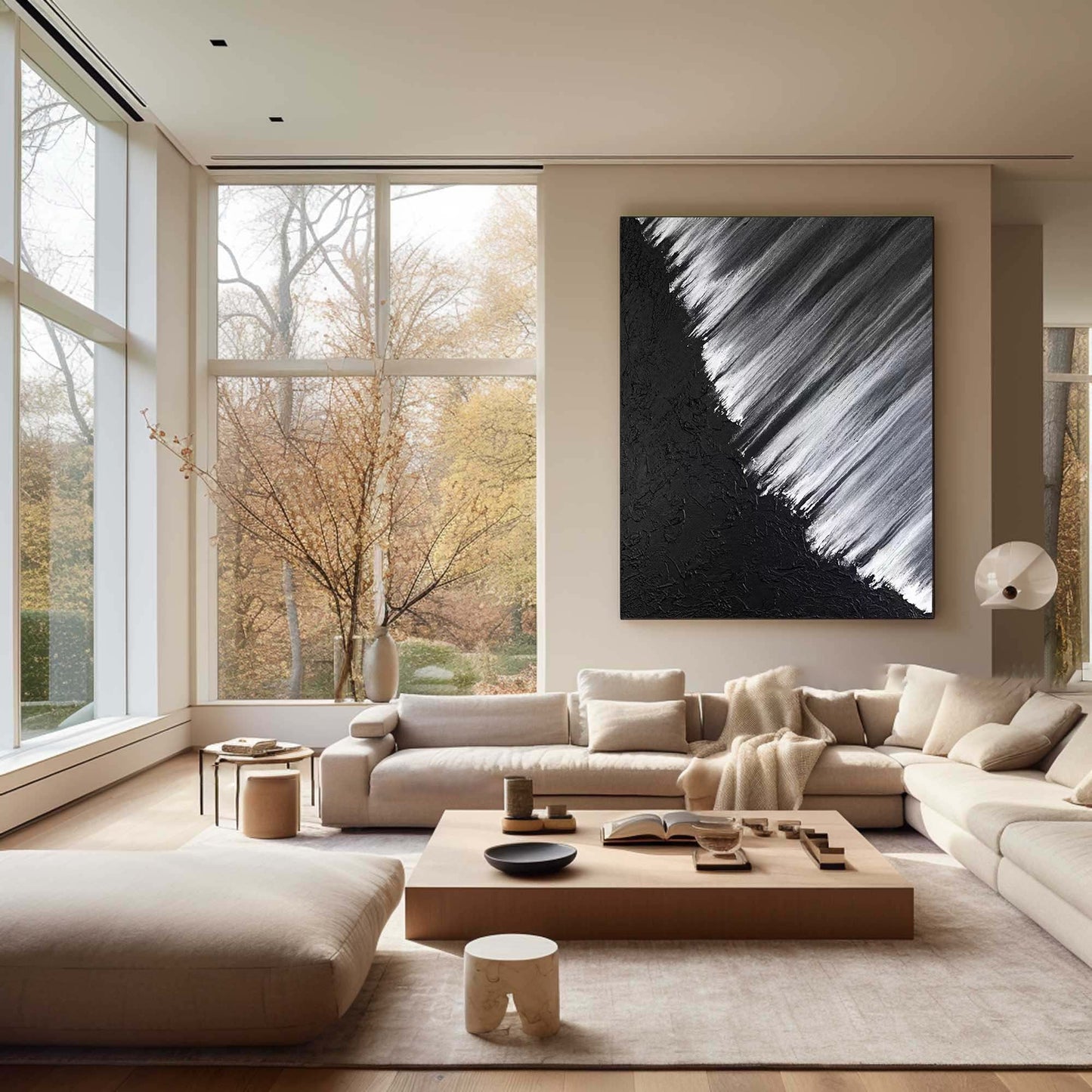 Stunning Black and White Abstract Oil Painting for Modern Home Decor