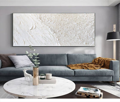 Serene Coastal Waves and Textured Sand - Elegant Oil Painting for Home Décor