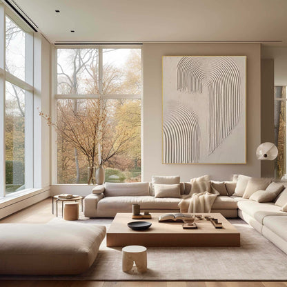 Beige and Brown Modern Abstract Oil Painting for Elegant Home Decor