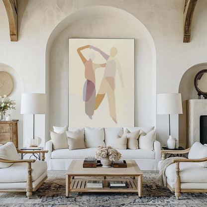 Contemporary Abstract Love Dance Oil Painting for Modern Home Decor