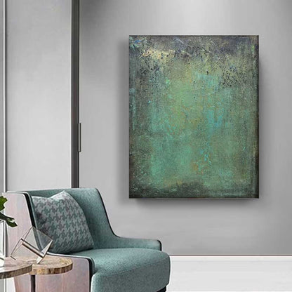 Serene Green Abstract Oil Painting for Modern Home Decor and Art Lovers