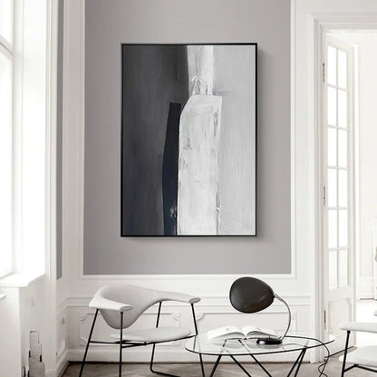 Contemporary Oil Painting: Monochrome Light and Shadow Abstract Art