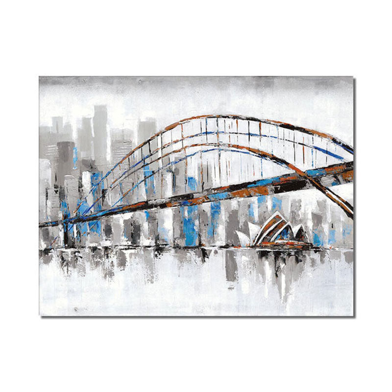 Vibrant Sydney Bridge Oil Painting - Modern Cityscape Art for Home Decor