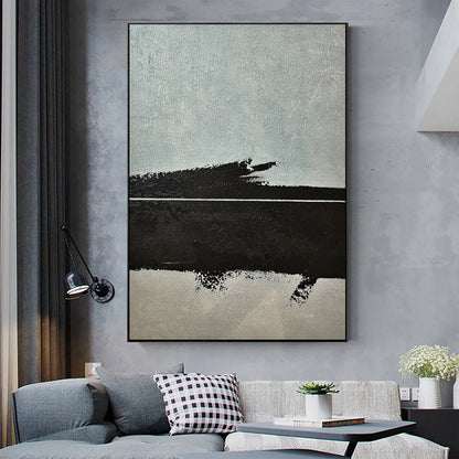 Abstract Oil Painting in Black and Gray for Modern Home Decor