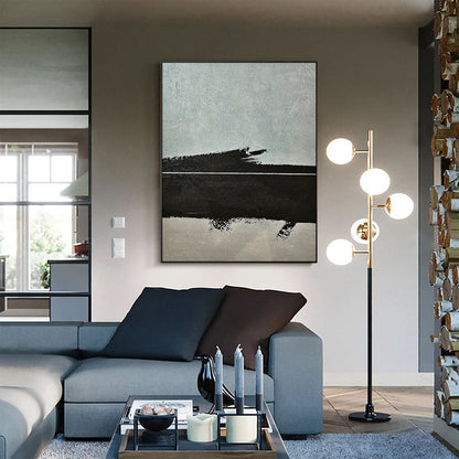 Abstract Oil Painting in Black and Gray for Modern Home Decor