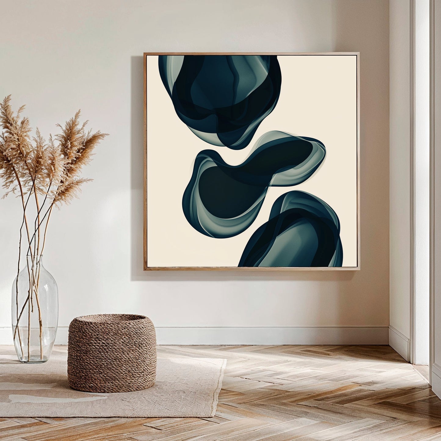 Serene Deep Sea Abstract Oil Painting for Modern Home Decor