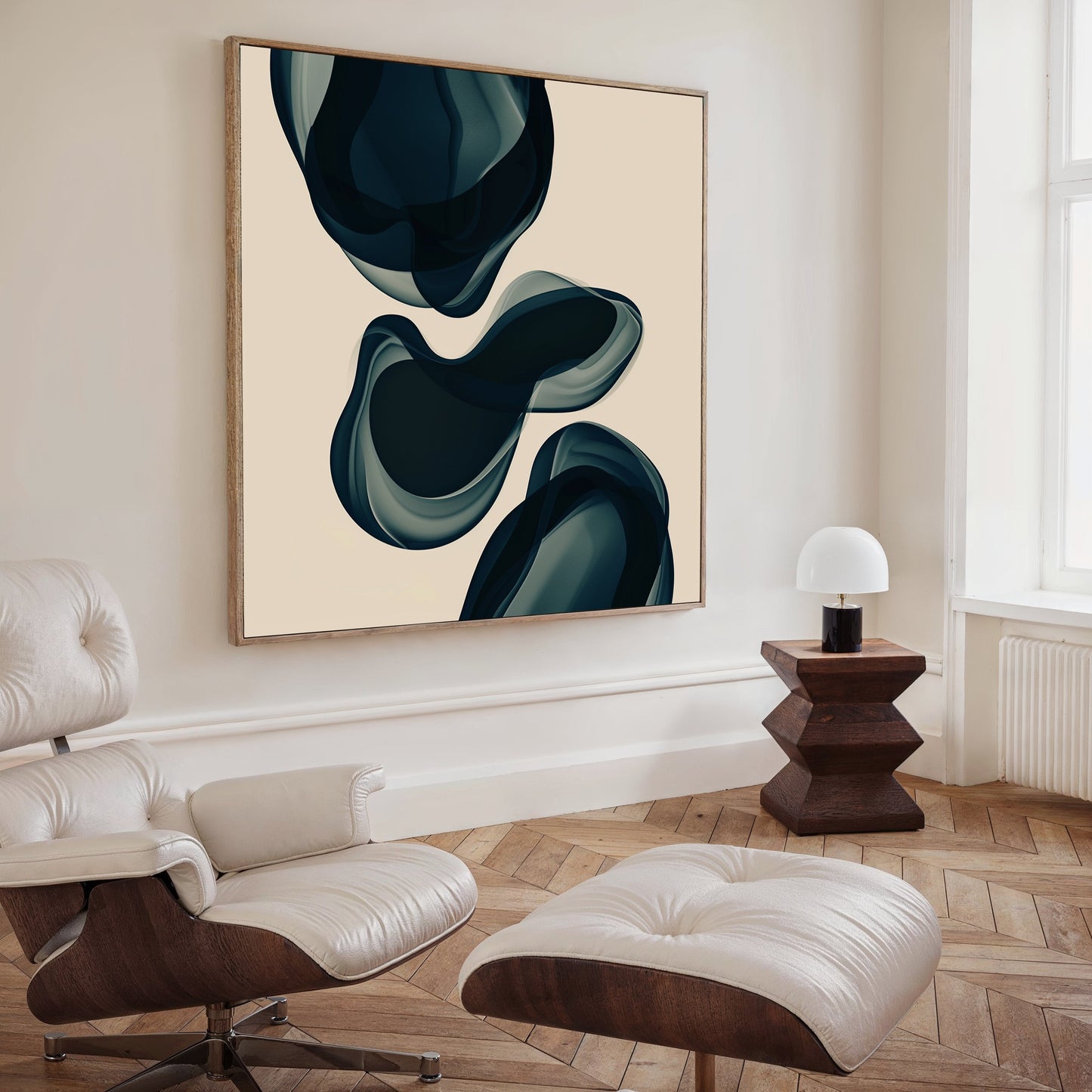 Serene Deep Sea Abstract Oil Painting for Modern Home Decor