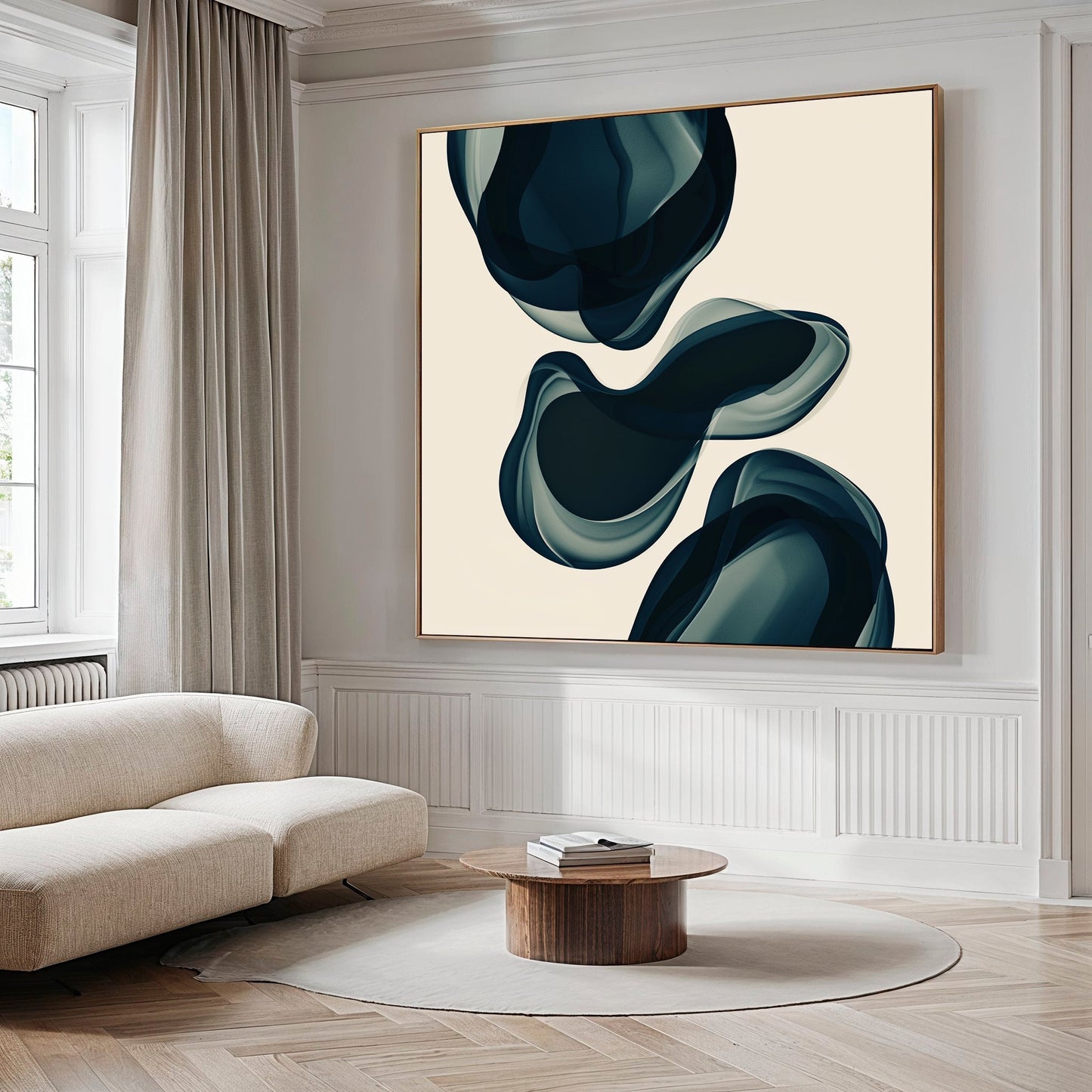 Serene Deep Sea Abstract Oil Painting for Modern Home Decor