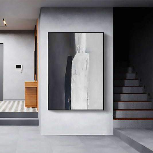 Contemporary Oil Painting: Monochrome Light and Shadow Abstract Art