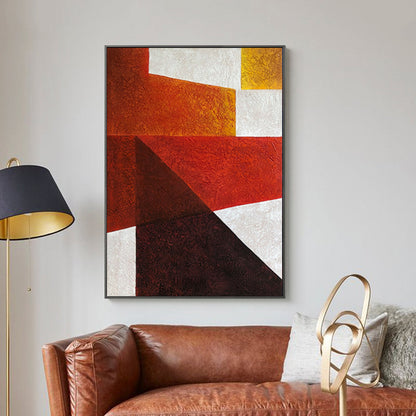 Vibrant Abstract Oil Painting with Geometric Shapes and Rich Color Palette