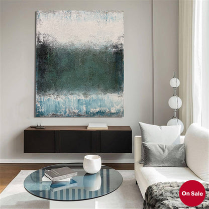 Serene Green Abstract Oil Painting for Modern Home Decor