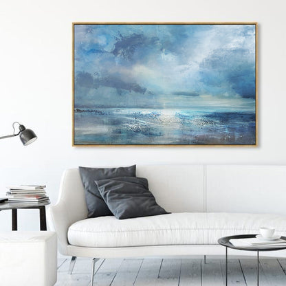 Serene Abstract Beach Landscape Oil Painting for Coastal Home Decor