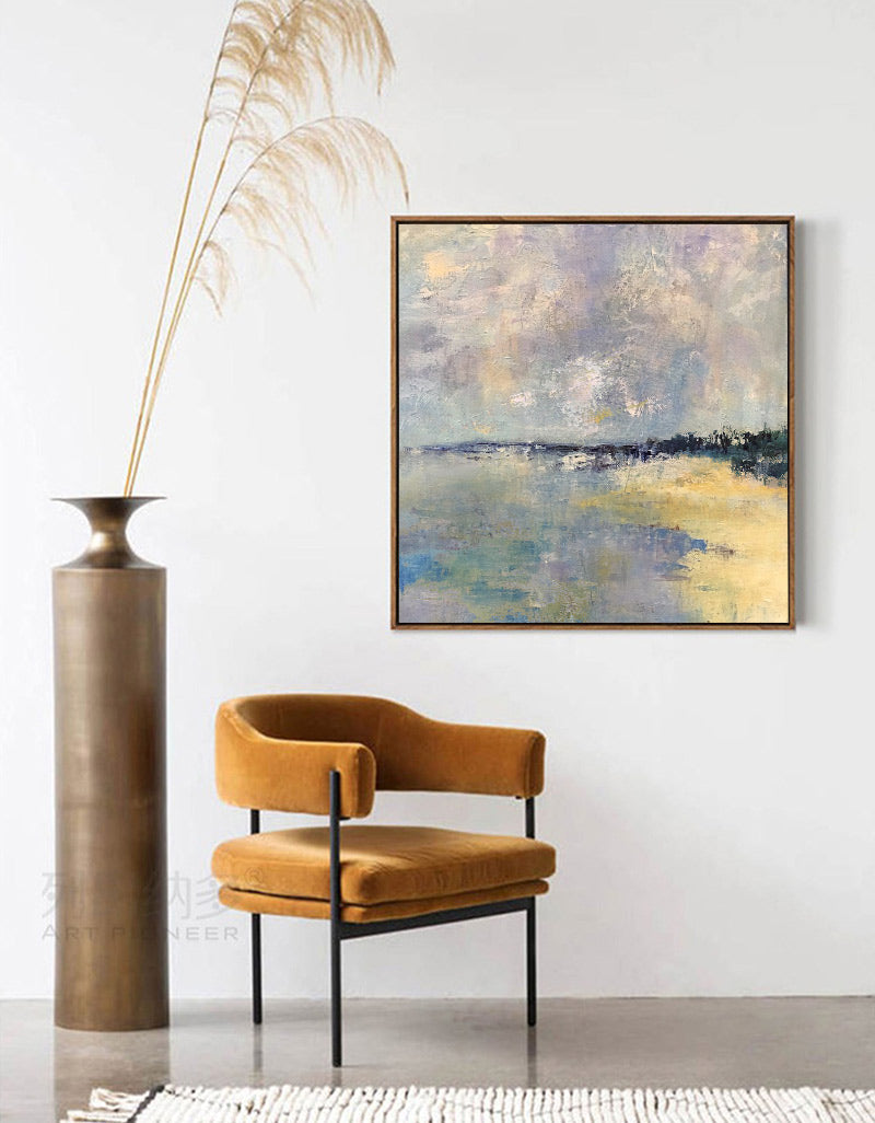 Tranquil Seaside Landscape Oil Painting for Coastal Home Decor