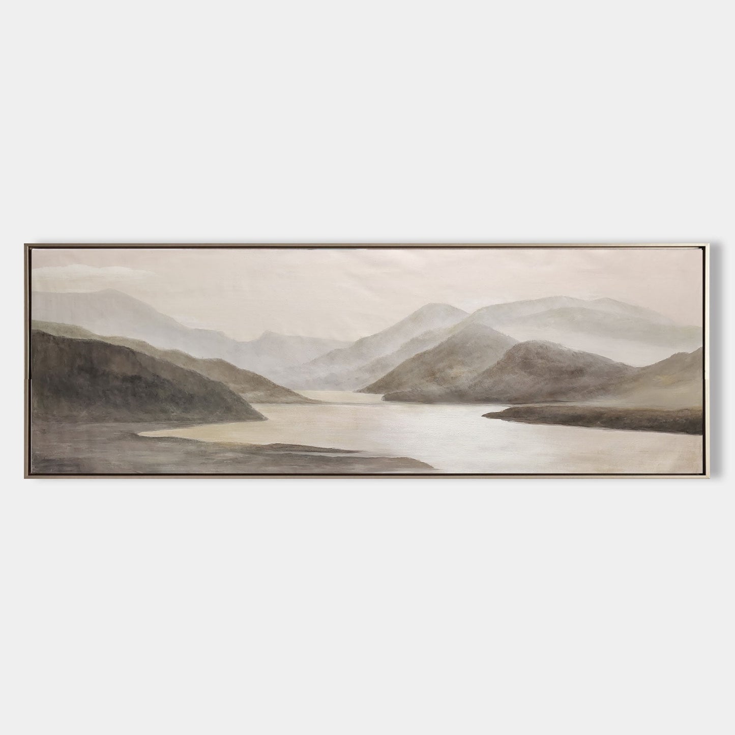 Serene Brown Mountain Landscape Oil Painting for Tranquil Home Decor