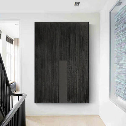 Elegant Black Minimalist Abstract Oil Painting for Modern Home Decor