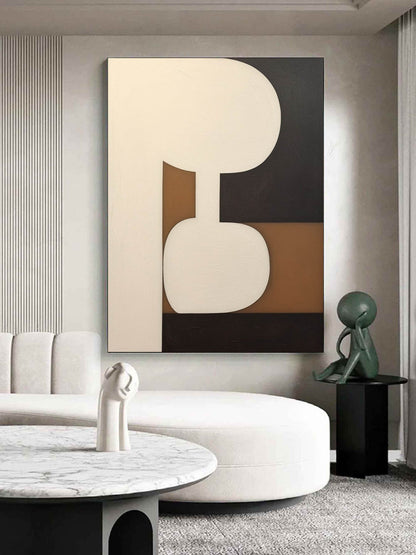 Abstract Minimalist Oil Painting in Earth Tones - Modern Wall Art Decor