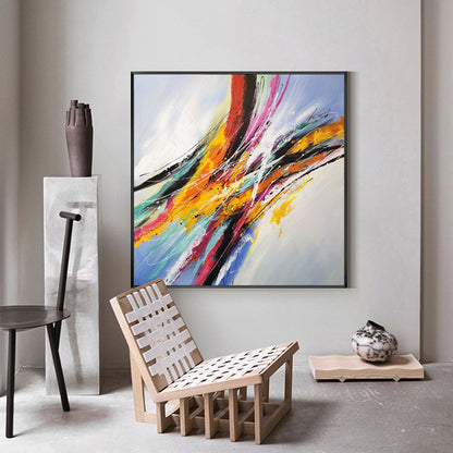 Vibrant Square Abstract Oil Painting for Modern Home Decor