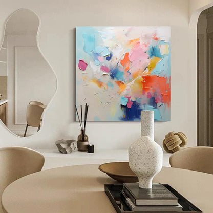 Vibrant Abstract Oil Painting with Bold Colors for Modern Home Decor