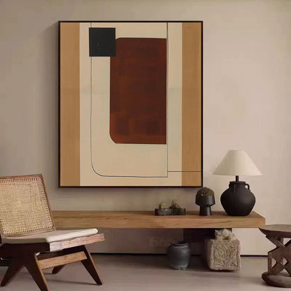 Abstract Vintage Geometric Oil Painting for Modern Home Decor